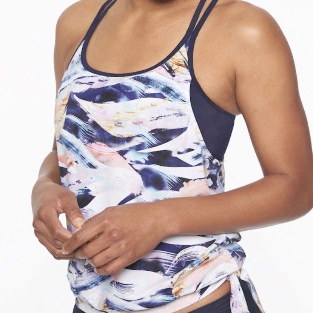 Athleta Vivid Side Tie Blousy Tankini Top S v556